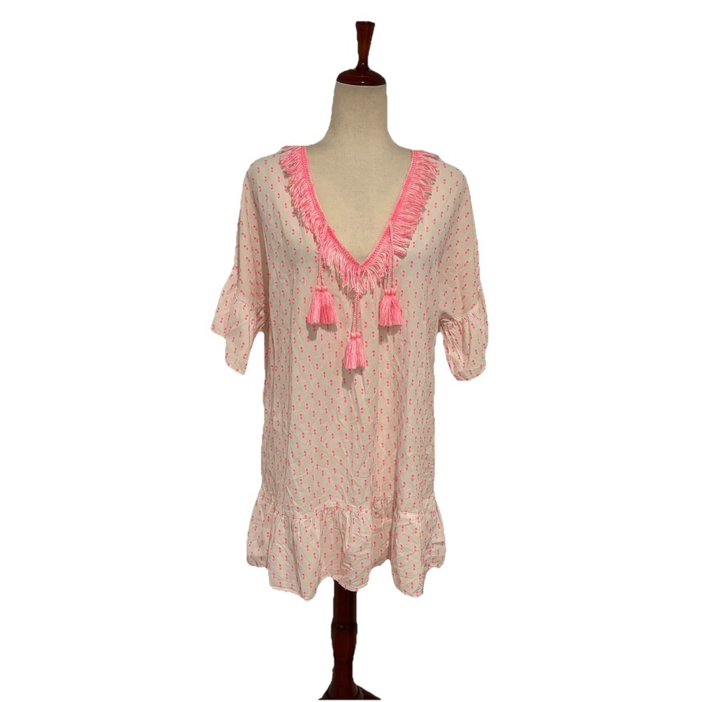 Lilly Pulitzer Kipper Cover-Up Tunic Dress Tangelo Neon Clip Size S/M